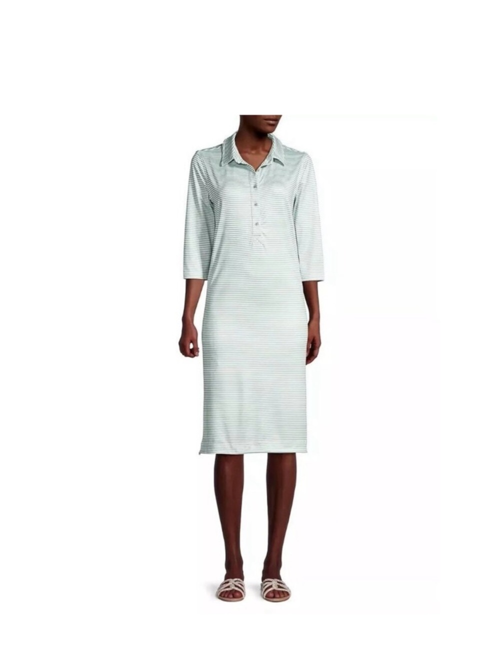 Vineyard Vines Sage Olive Striped Shirt Dress